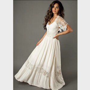 JOYFOLIE Anna Lace Dress in Creme – M